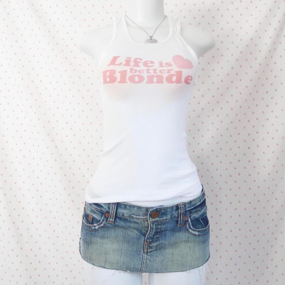 life is better blonde tank top mcbling slogan tank y2k saint pink by charlotte